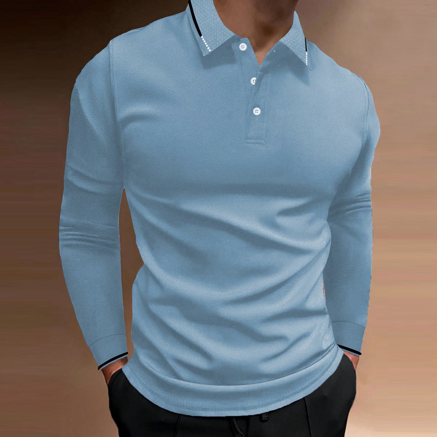 Casual Stand Collar Vertical Long-sleeved T-Shirt