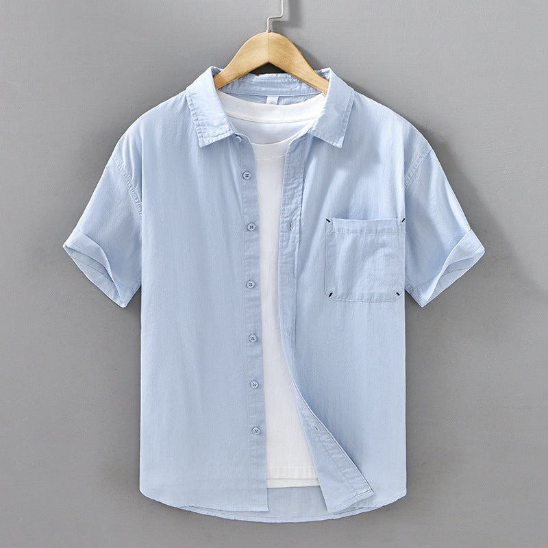 Men's Short-sleeved Cotton Shirt