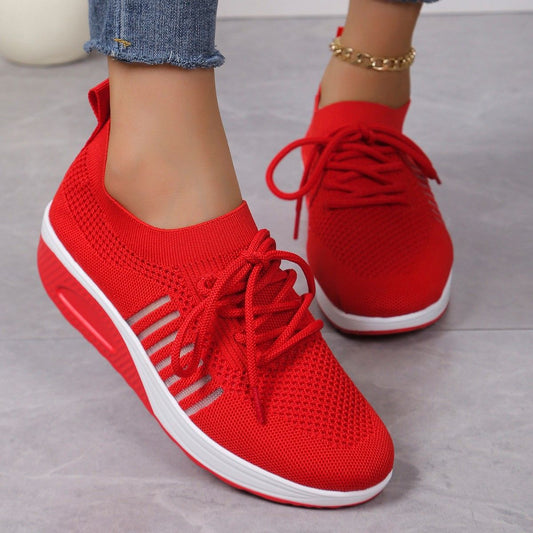 Breathable Plus Size Front Lace-up Flat Shoes