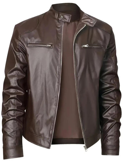 Men's Slim Fit Leather Jacket Zipper