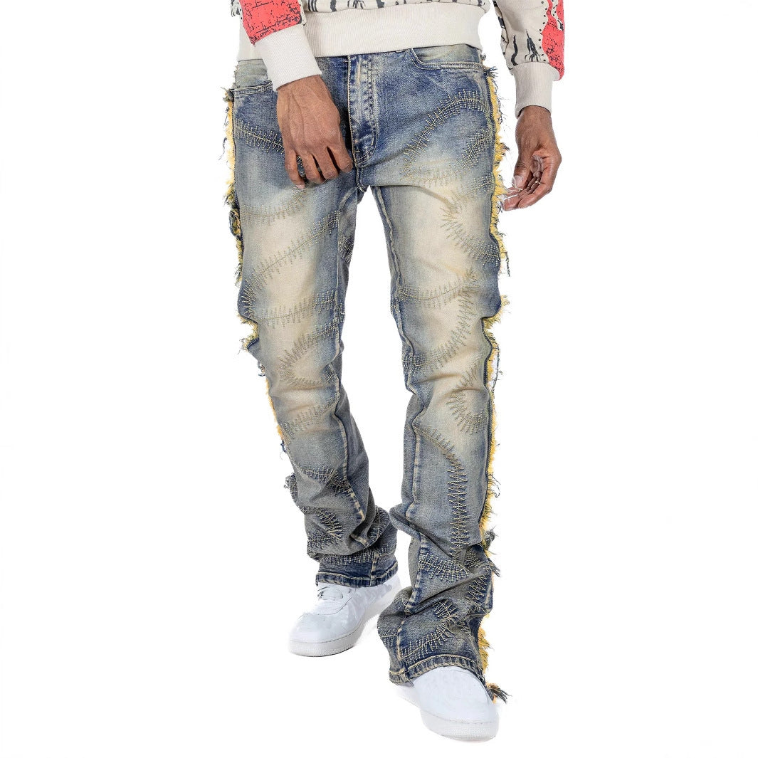 Slightly Stretch Embroidered Men's Jeans