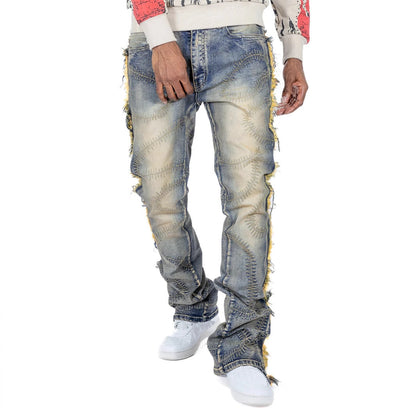 Slightly Stretch Embroidered Men's Jeans
