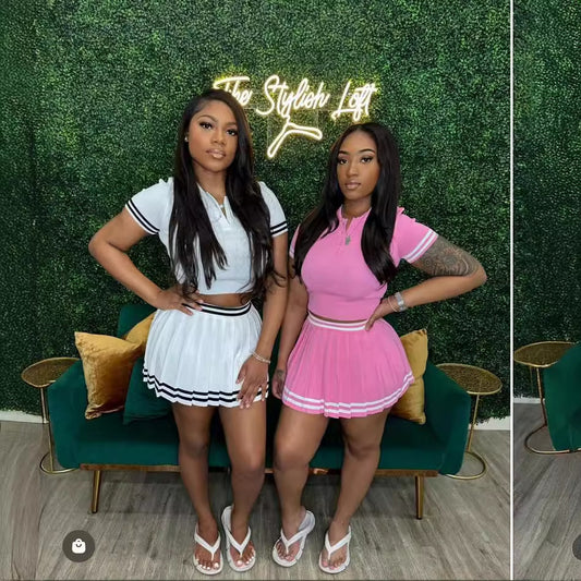 Trendy Tops Pleated Skirt Two-piece Set