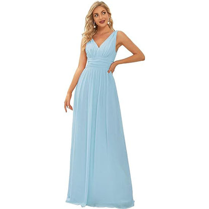 Women's Elegant V-neck Sleeveless Evening Dress