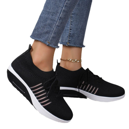 Breathable Plus Size Front Lace-up Flat Shoes