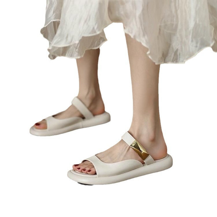 French Soft Leather Platform Sandals