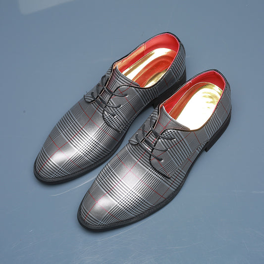 Men's Fashion All-match Leather Shoes Lace-up Stripes