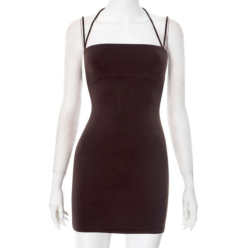 Square Collar Double-shoulder Strap Dress