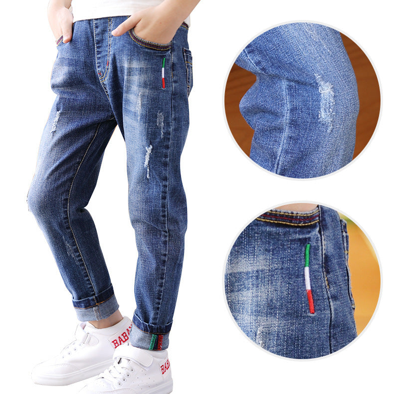 Boys' denim trousers, new style, big children's trousers