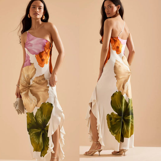 Oblique Shoulder Female Dress