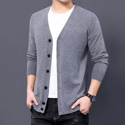 Men's Knitted Cardigan V-neck Style Sweater