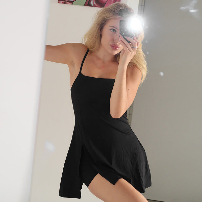 European & American Sexy Split Safety Dress