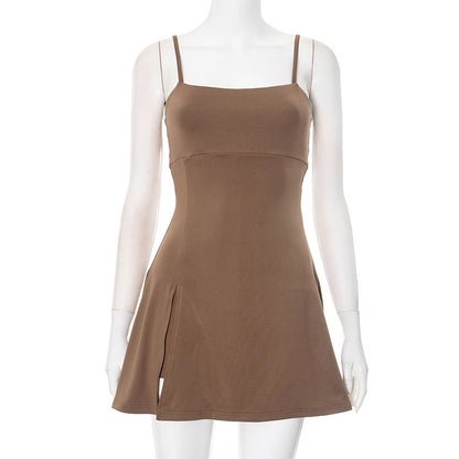 European & American Sexy Split Safety Dress