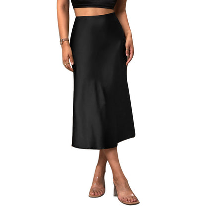 Satin Polyester Midi A- Line Skirt