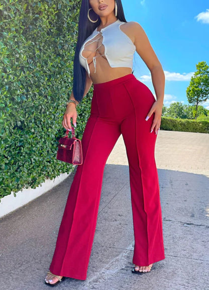 Fashionable Slim Fit High Waist Wide Pants