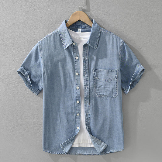 Japanese-style Denim Short Sleeve Shirt