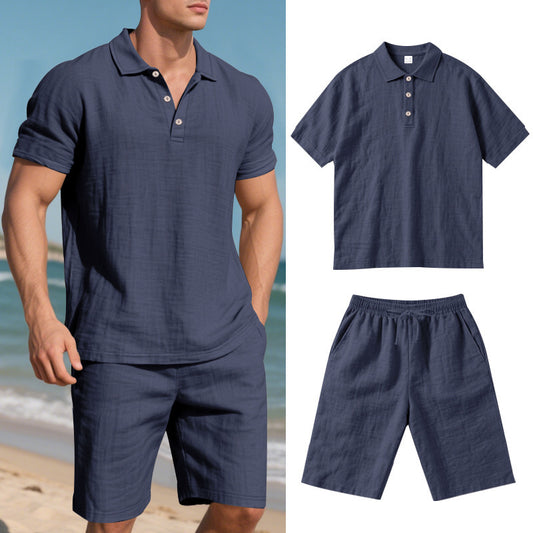 Men's Loose Linen Breathable Shorts Suit
