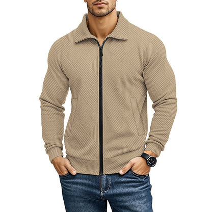 Men's Jacket Waffle Turn-down Collar Coat