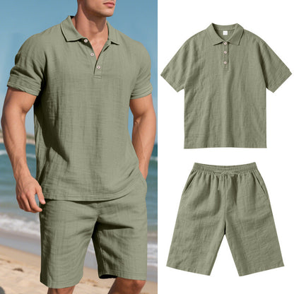 Men's Loose Linen Breathable Shorts Suit