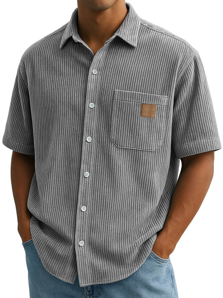 Versatile Leisure Leather Short Sleeve Shirt