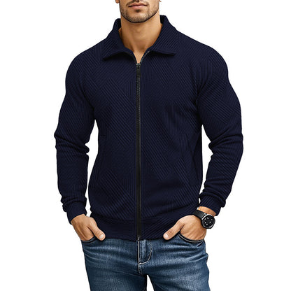 Men's Jacket Waffle Turn-down Collar Coat