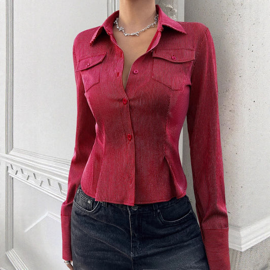 Hot Girl Striped Open Shirt