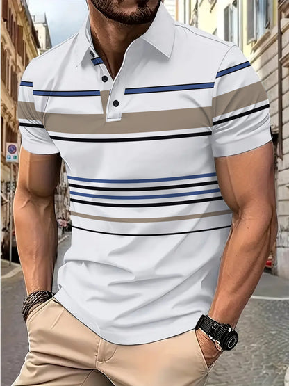 Men's Striped Short Sleeve Casual Loose T-shirt