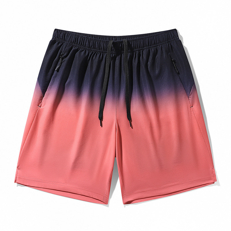 Men's Gradient Sports Summer Thin Ice Silk Shorts Beach Pants