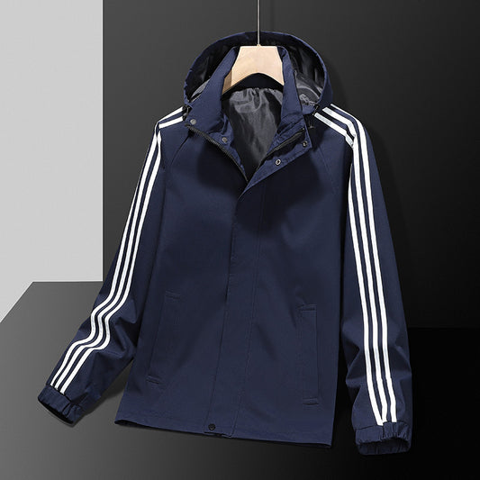 All-matching Handsome Striped Sports Detachable Hoodie