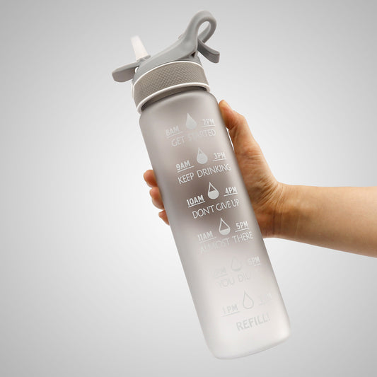 Sports Water Bottle Scrub Bounce Cover Straw