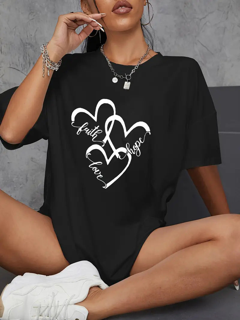 Valentine's Day Love Round Neck Women's T-shirt