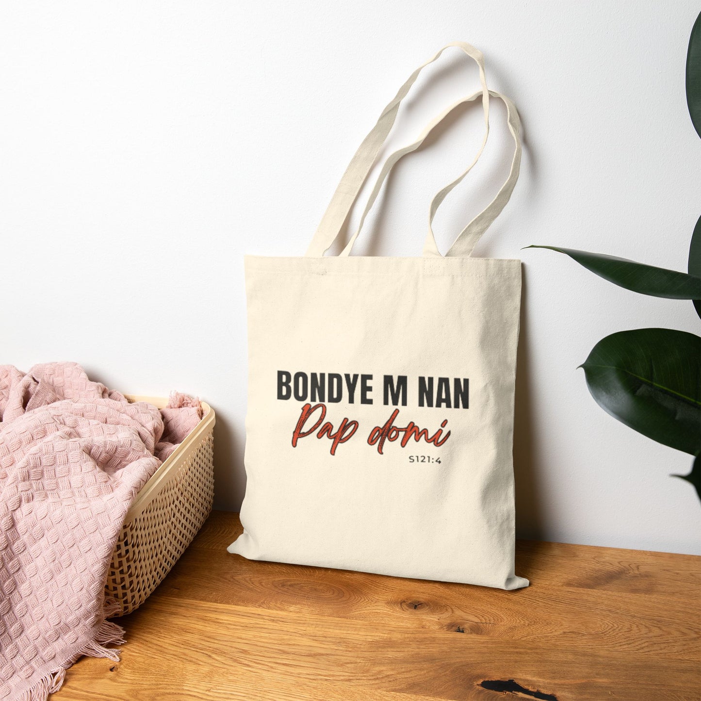 "Bondye m nan pap Domi" Cotton Reusable Grocery Tote