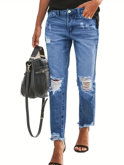 Stretchy Boyfriend Ripped Jeans For Women