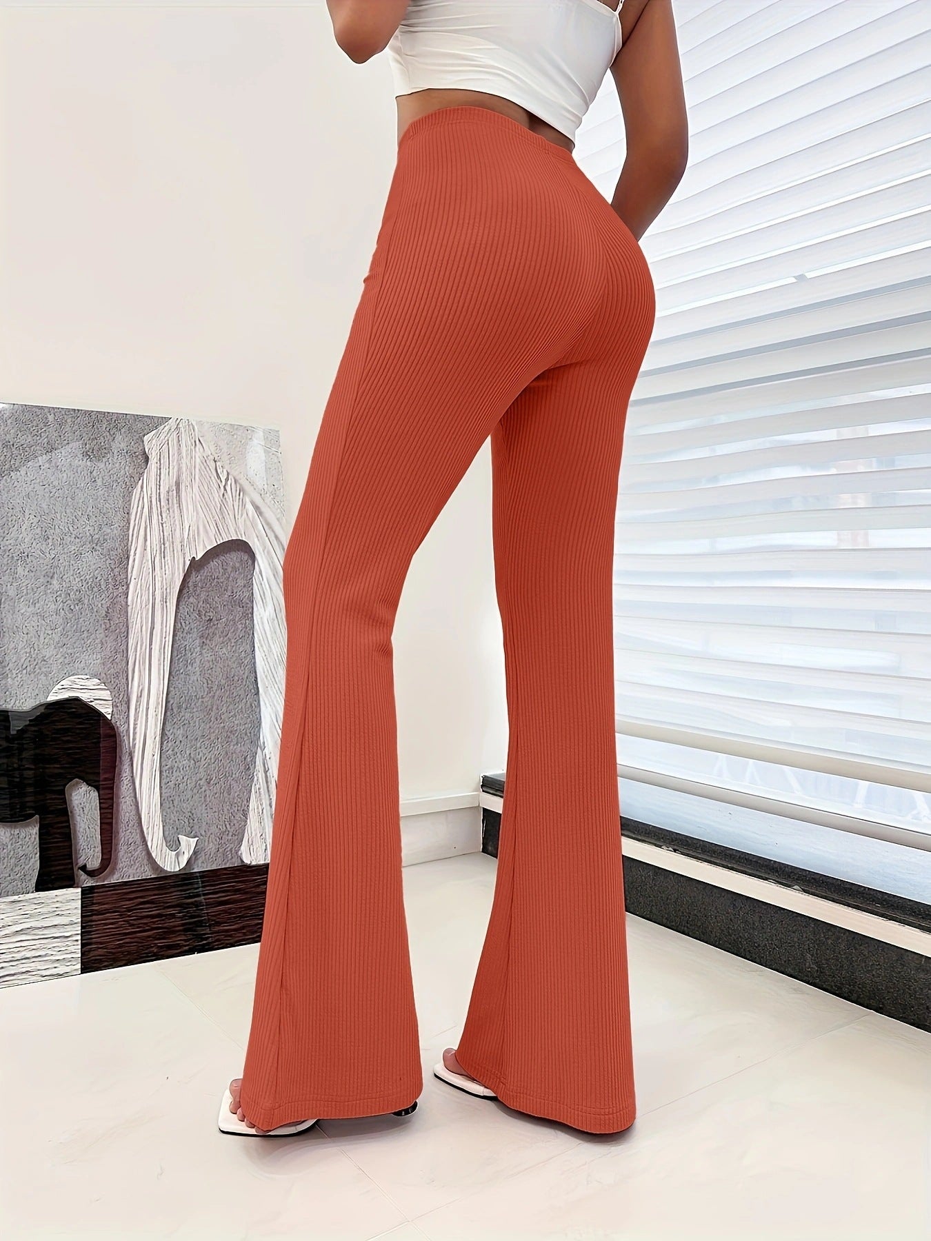 Slightly Flared Straight Slim Fit Hip Raise Pants