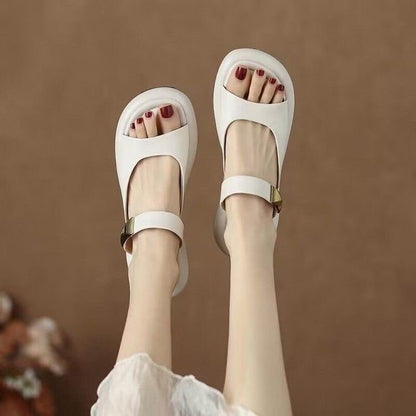 French Soft Leather Platform Sandals