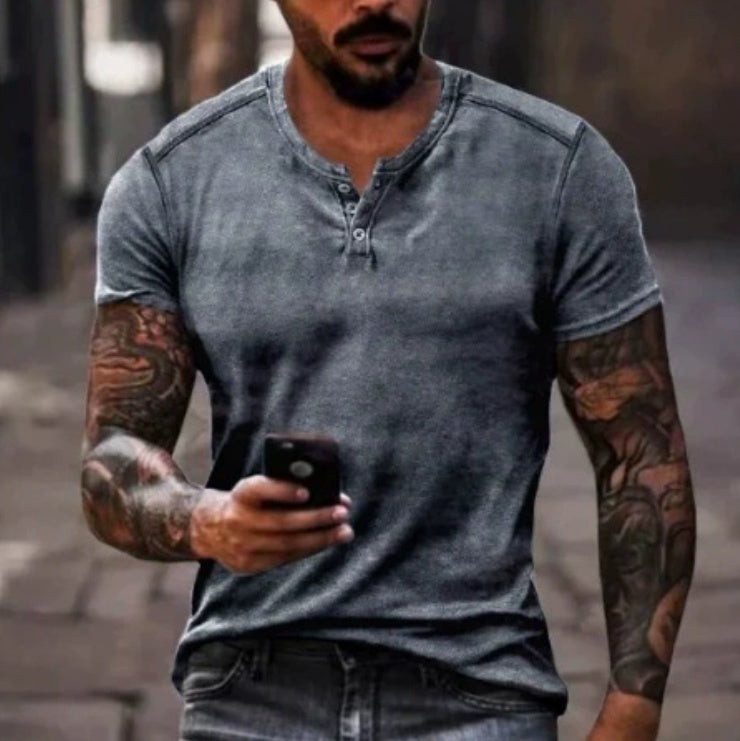 Men's Fashion Simple Lapel Button Sleeve