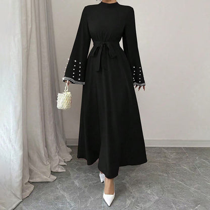 Elegant Long Sleeve Maxi-Flowy Evening Dress