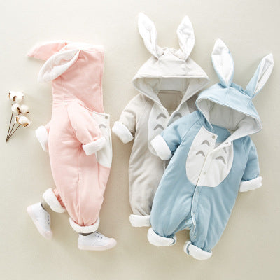 Cotton padded Baby romper chinchilla hooded