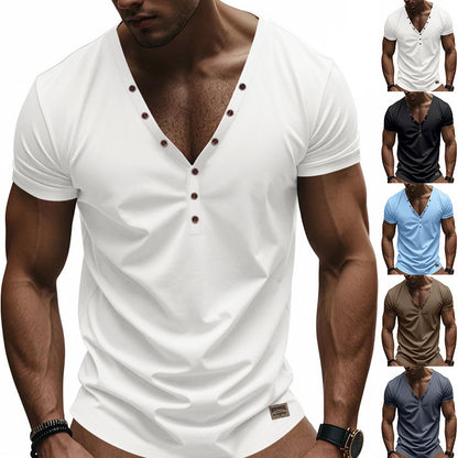 Men's Loose Thin Trendy V-neck Buttons