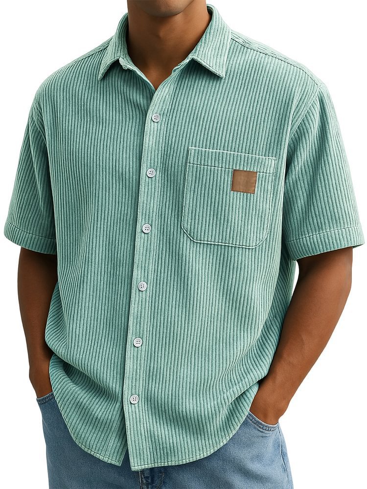 Versatile Leisure Leather Short Sleeve Shirt