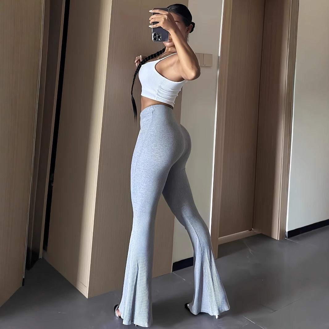 Slightly Flared Straight Slim Fit Hip Raise Pants