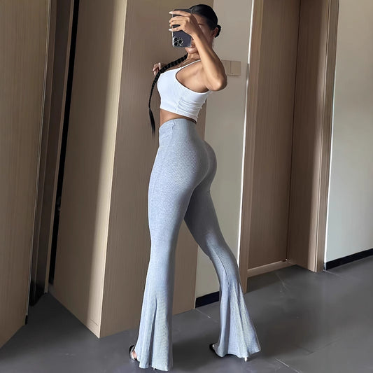 Slightly Flared Straight Slim Fit Hip Raise Pants