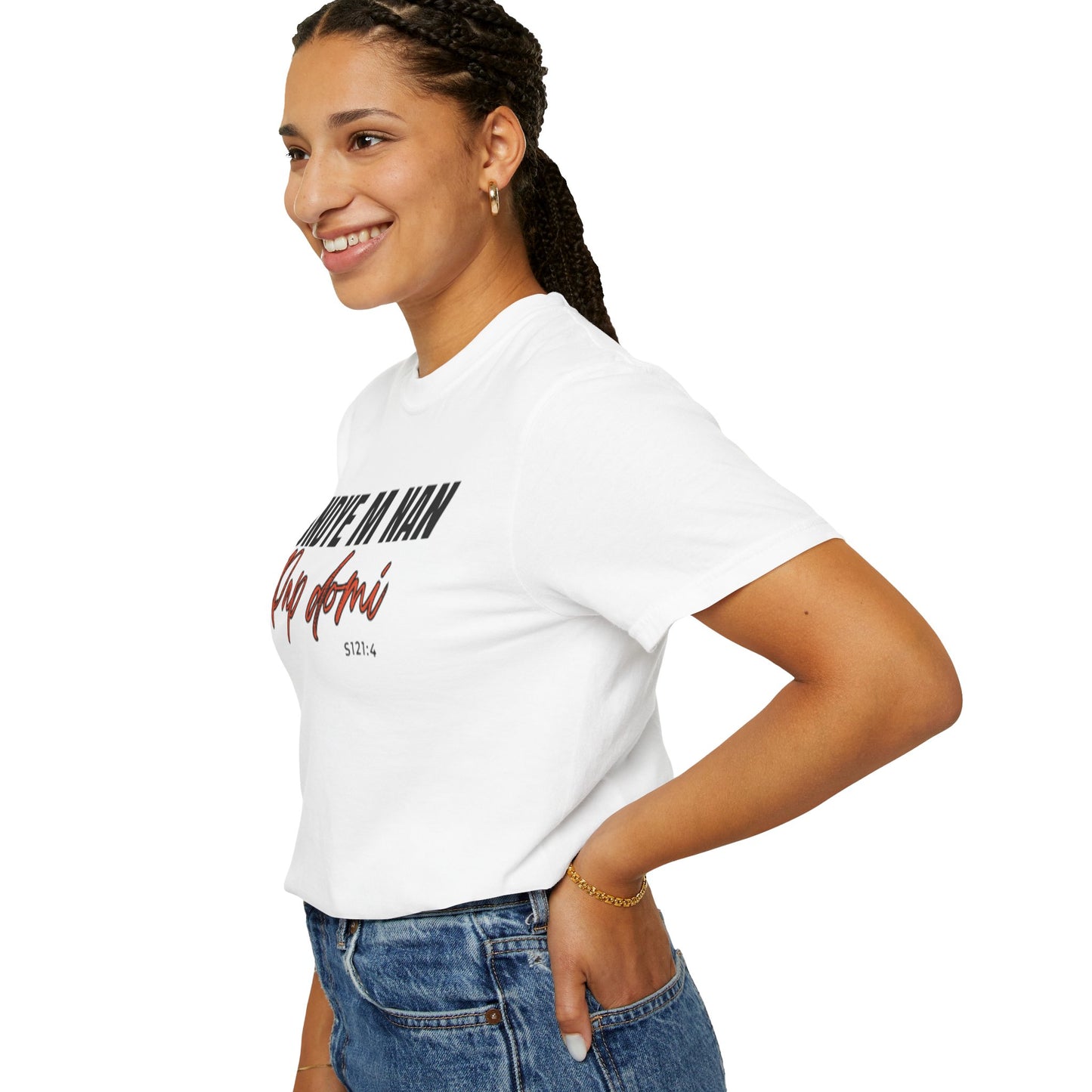 (White Letters) Bondye m nan pap Domi T-Shirt