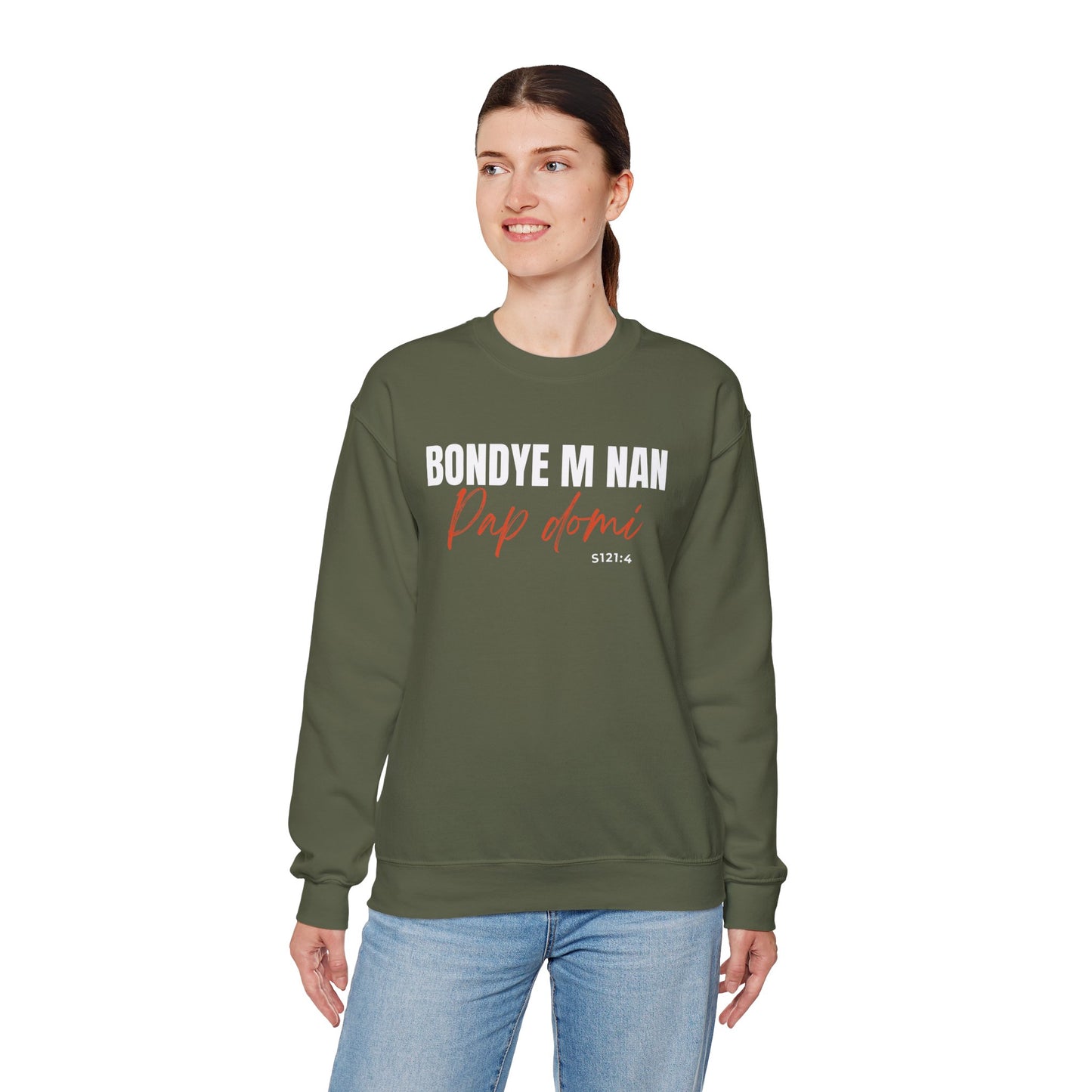 Sweatshirt Designed "Bondyem nan pap Domi"
