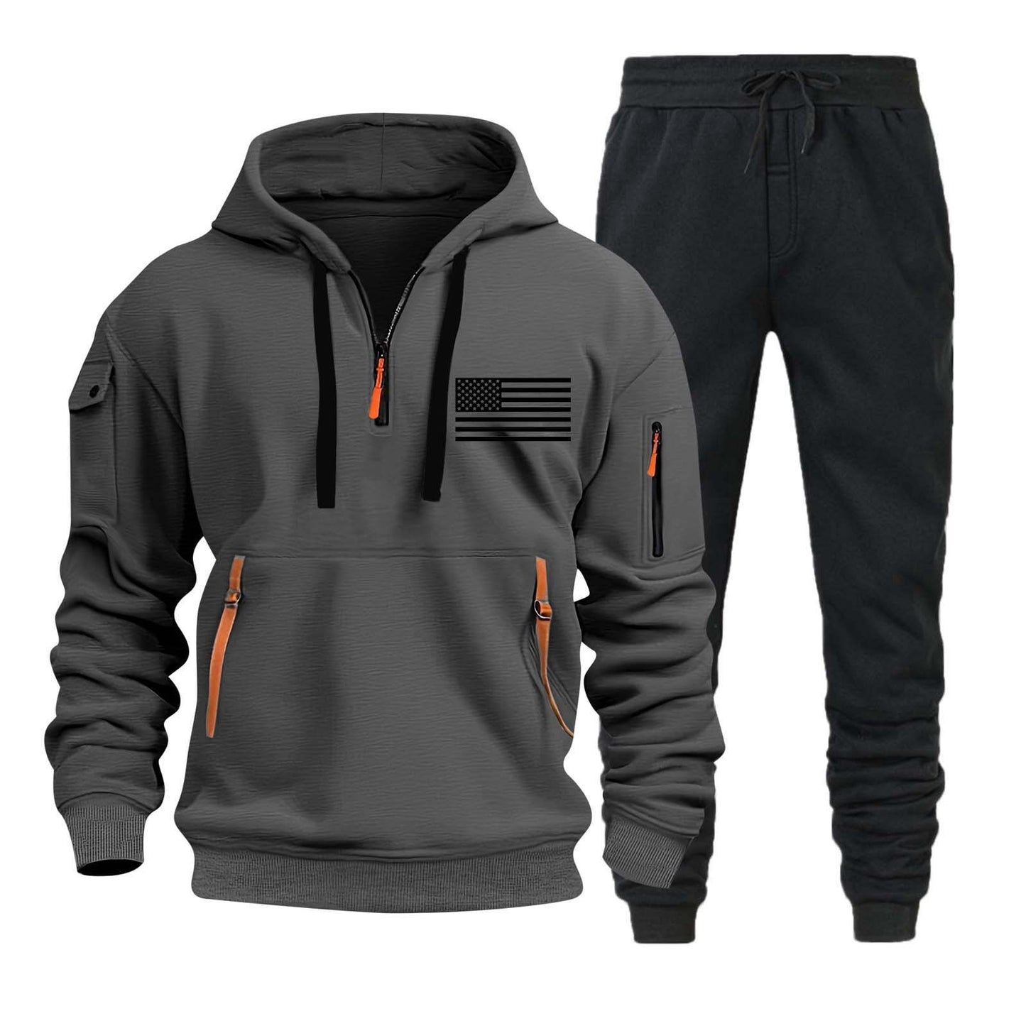 Hoodie Zipper Multi-pocket Pullover Suit
