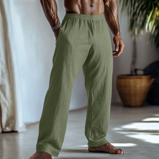 Cotton And Linen Trousers With Pockets