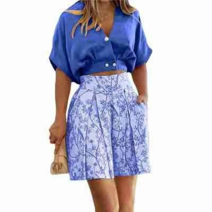Women Short Shirt Top Suit