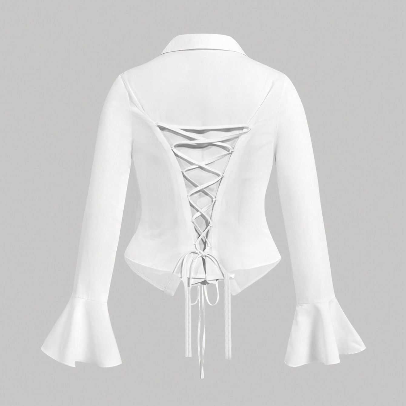 Ladies' Elegant Cinched Belly, Flared Sleeves, Back Strap Shirt