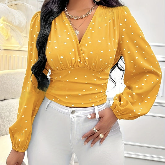 Ladies' Fashionable, Elegant Polka Dot Long Sleeved Shirt
