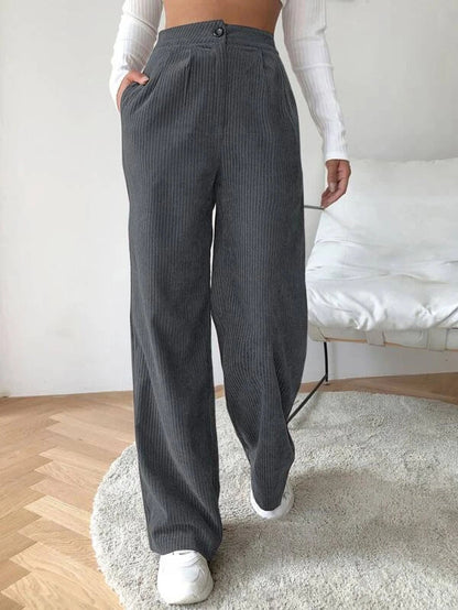 High Waist Pants Corduroy Baggy Straight Trousers